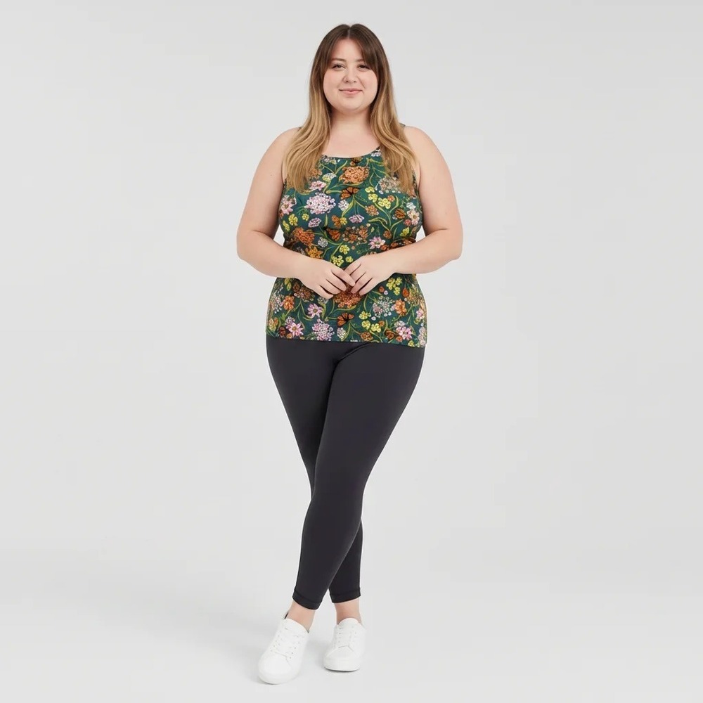Duluth Trading Co No-Yank Tank Women XL Teal Butterfly Floral New With Tags